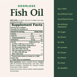 Nature's Bounty Odorless Fish Oil, 1200mg Omega-3(90 Softgels) price in Bangladesh