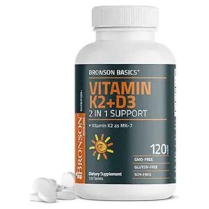 Bronson Basics Vitamin K2 D3 (MK7) Supplement (120 Tablets)
