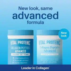 Vital Proteins Grass Fed Collagen Peptides Advanced Powder Supplement, with Hyaluronic Acid + Vitamin C, Unflavored (265g)