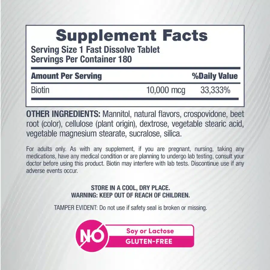 NeoCell Biotin 10000 Mcg Fast Dissolve for Healthy Hair & Skin (180 Tablets) price in Dhaka