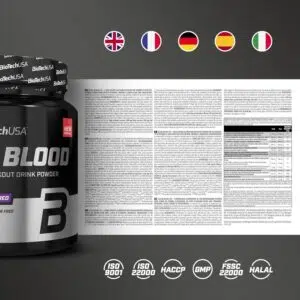 BioTechUSA Black Blood NOX+, Pre-Exercise Radical Formula with Extreme NOX Complex, plus Creatine and Tyrosine for Essential Needs | Preworkout Drink Powder | 330g