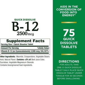 Nature's Bounty B-12 Natural Cherry 2,500 mcg 75 Tablets  price in Bangladesh