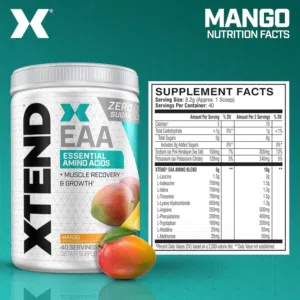 Xtend Scivation EAA + BCAA Powder | Muscle Recovery & Lean Muscle Growth | 9 Essential Amino Acids for Intra Workout or Post Workout Recovery | 10g EAAs Per 2 Servings | 40 Servings