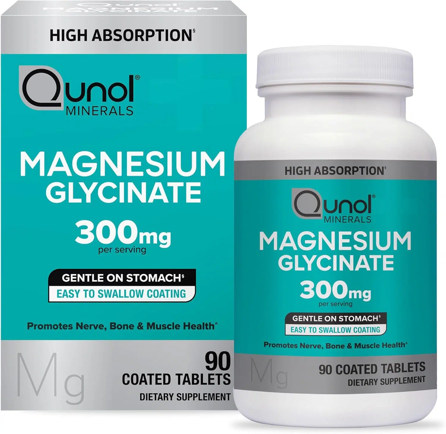 Qunol Magnesium Glycinate 300mg, 100% Glycinate Chelated Magnesium Supplement, (90 Tablets) Price in Bd