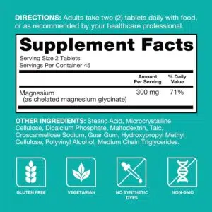 Qunol Magnesium Glycinate 300mg, Magnesium Supplement (90 Tablets)