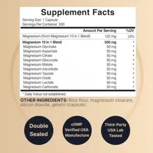 NatureBell Magnesium Complex 500mg | 10-in-1 Magnesium Glycinate, Citrate, Malate & More | 300 Capsules