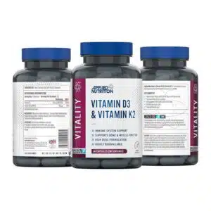Applied Nutrition – Vitamin D3 & K2 | High Dose Formula | Best Bone & Muscle Function | Calcium Optimization & Highly Bioavailable | 60 Capsules