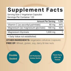 NatureBell Pure Magnesium Glycinate 1,000 mg, (240 Capsules)